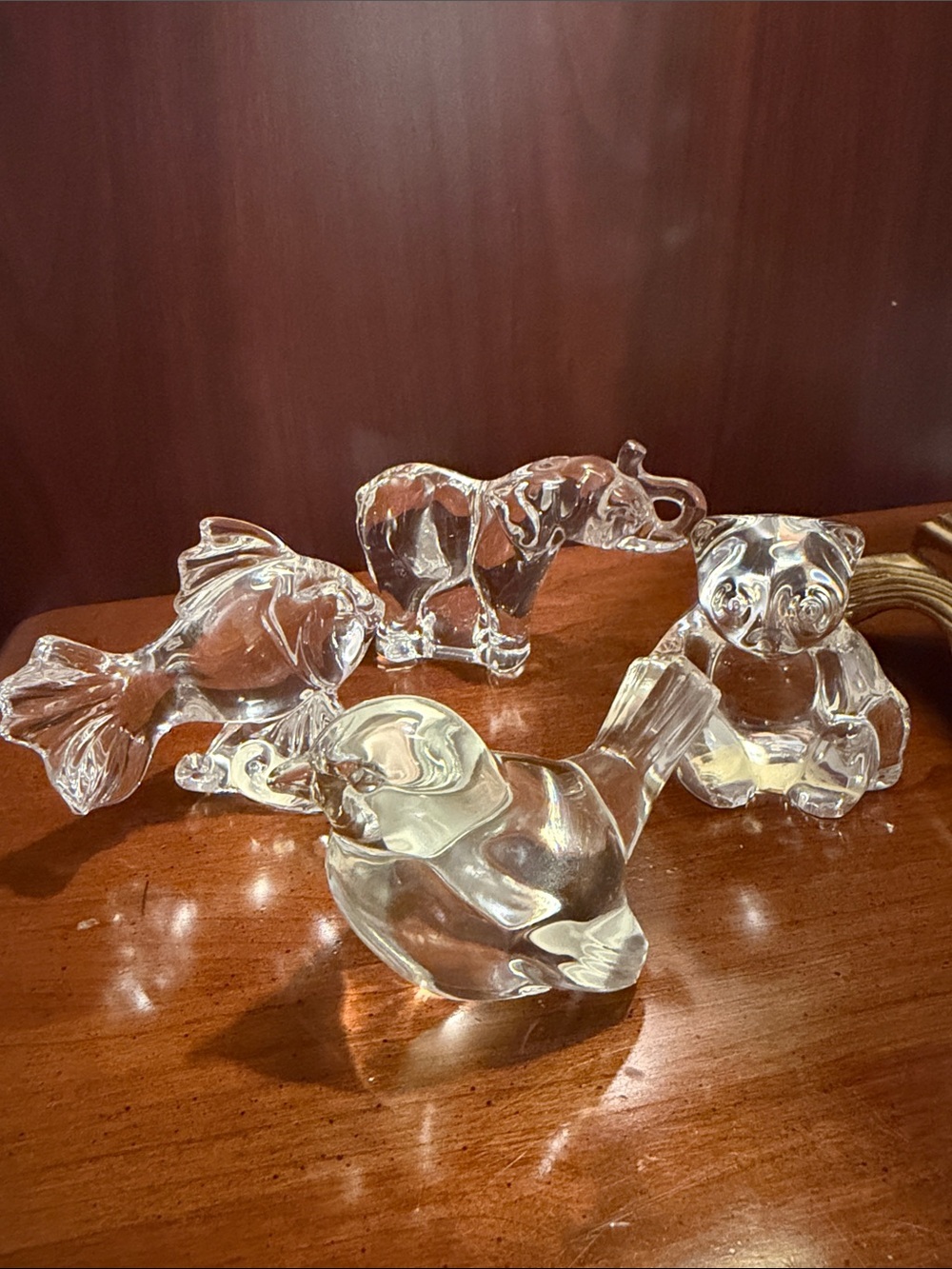 Vintage Crystal Glass Figurine 4pc Lot - Stamped